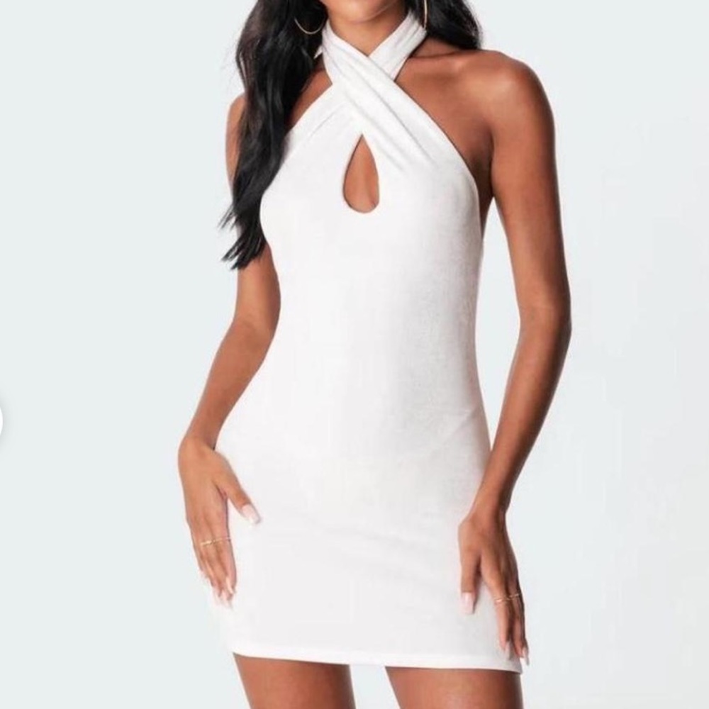 Edikted White Halter Dress